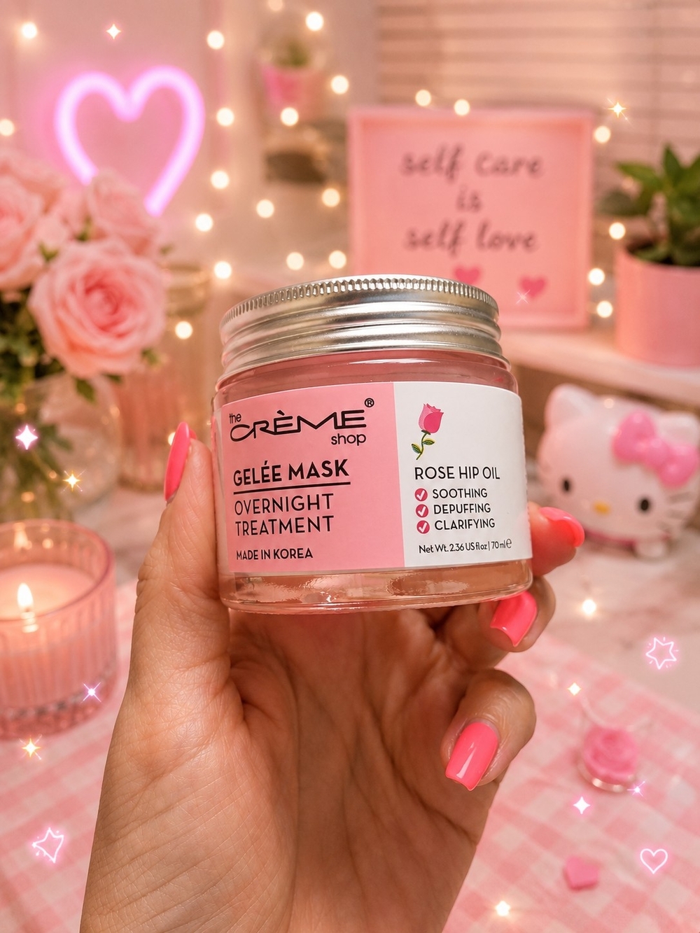 The Crème Shop Rose Hip Oil Gelee Mask - Pink